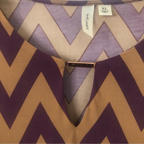 Tacera Chevron Dress in Purple and Tan XL - Picture 2 of 5
